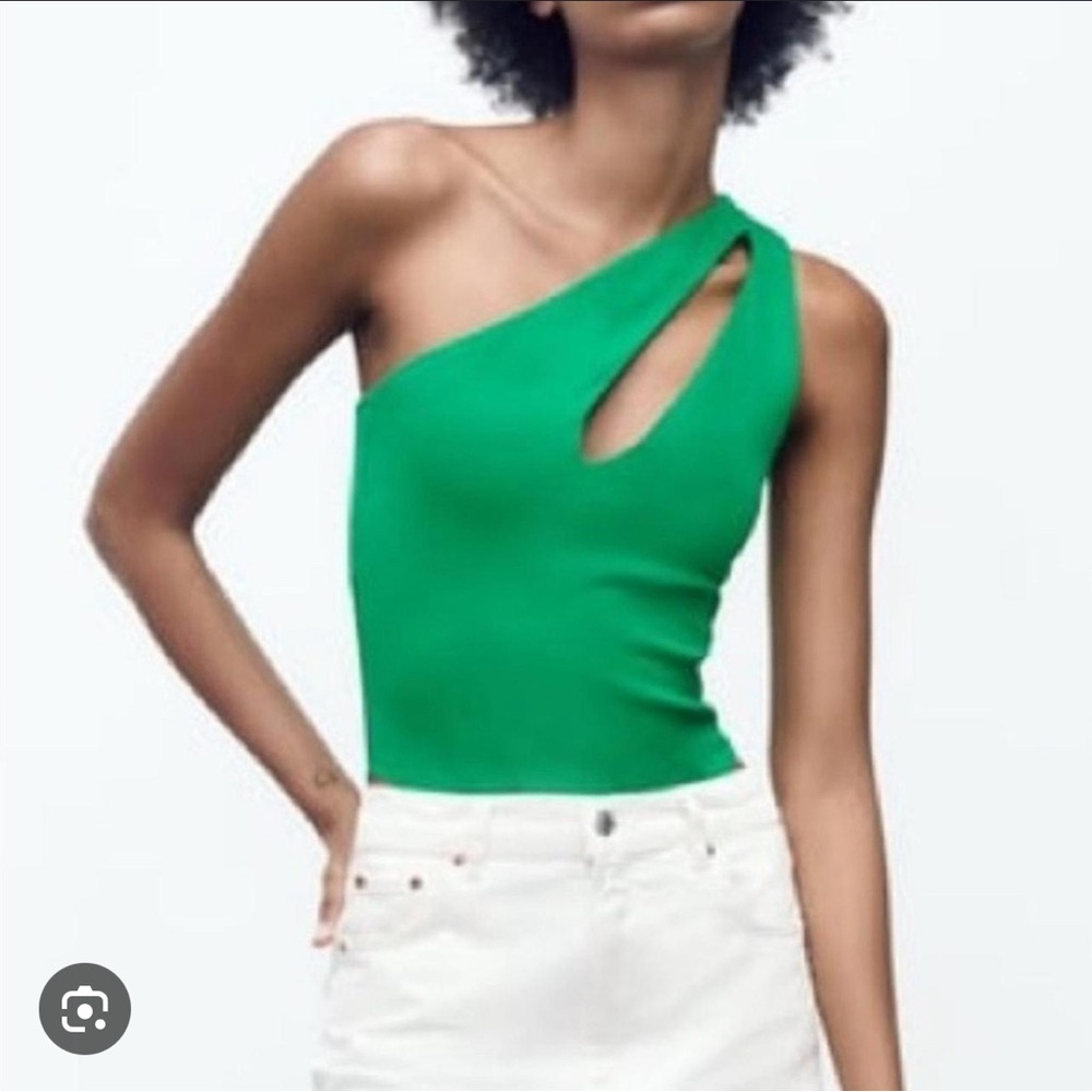Green One-Shoulder Bodysuit